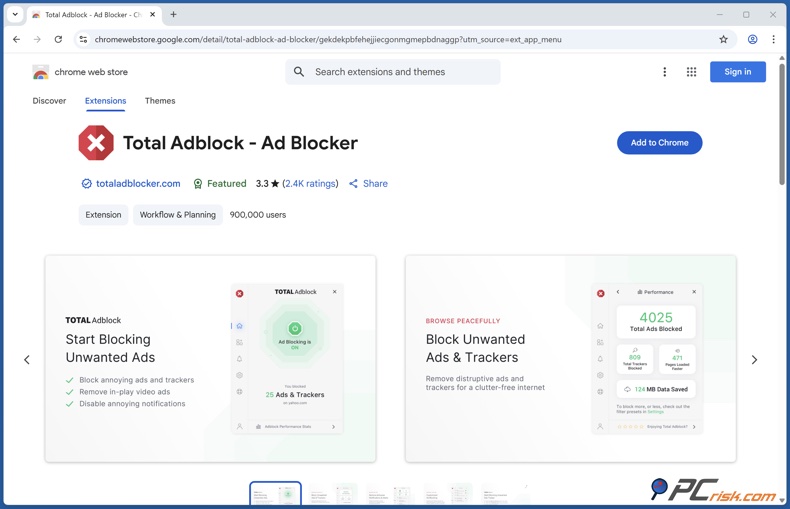 Total Adblock Chrome téléchargement de l'extension