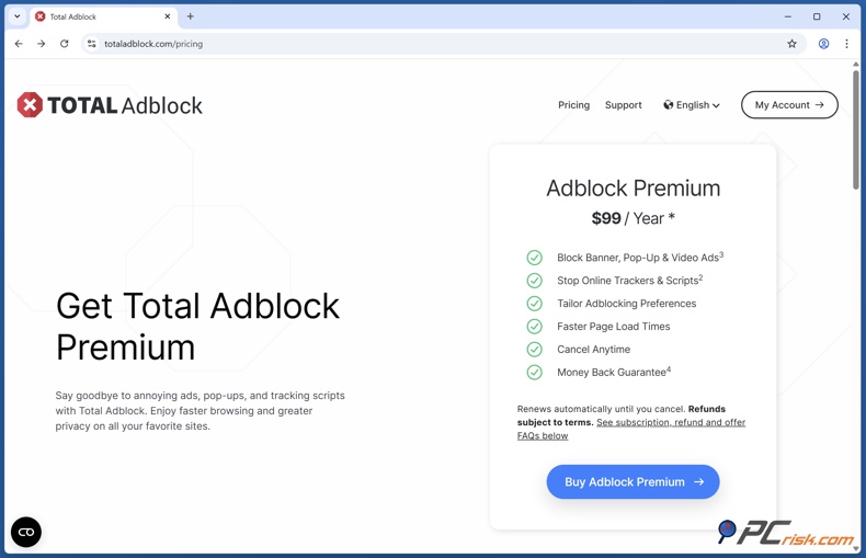 Total Adblock tarification