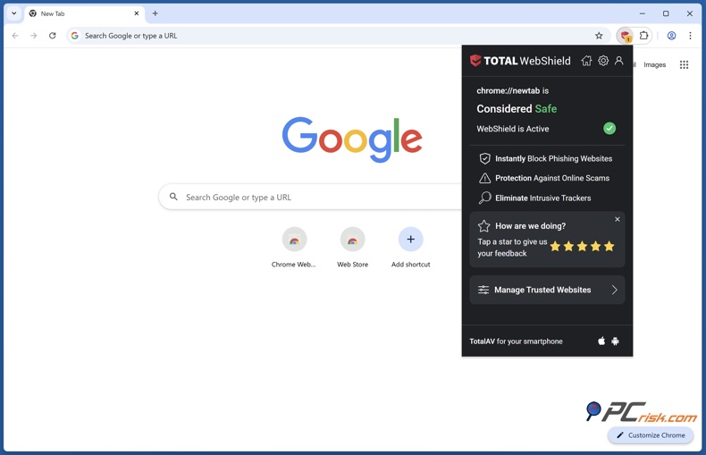 Total Webshield menu d'extension