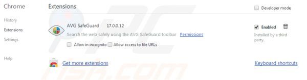 Suppression des extensions d'AVG search dans Google Chrome 