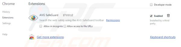 Suppression des extensions d'AVG search dans Google Chrome 