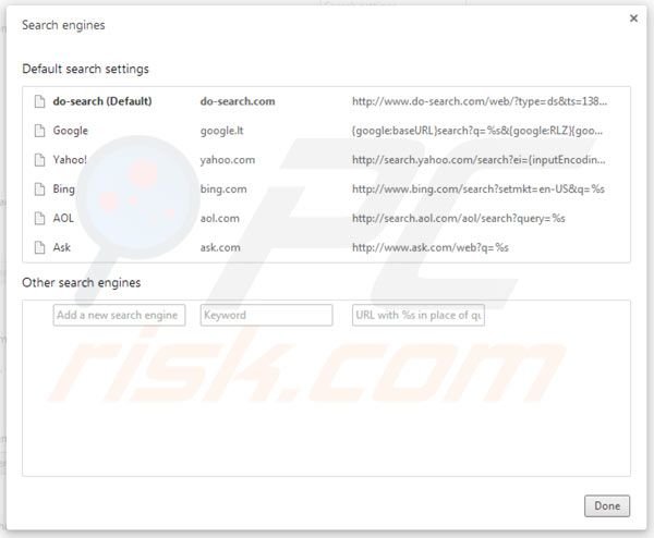 Suppression du moteur de recherche par défaut de Do-search.com dans Google Chrome 