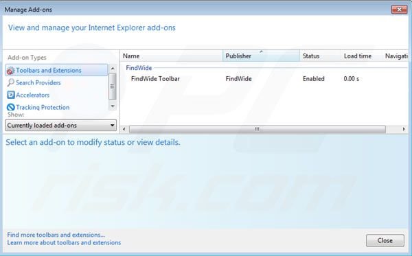 Suppression des extensions de search.findwide.com dans Internet Explorer 