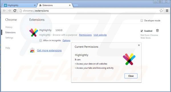 Suppression des extensions de Highlightly dans Google Chrome étape 2