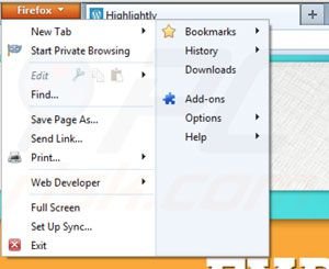 Suppression des extensions de Highlightly dans Mozilla Firefox étape 1