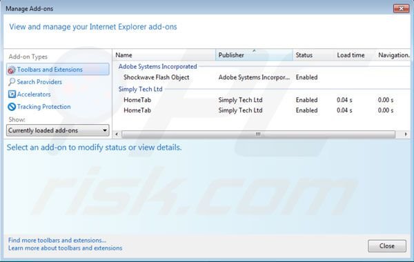 Suppression de Hometab dans Intenret Explorer étape 2