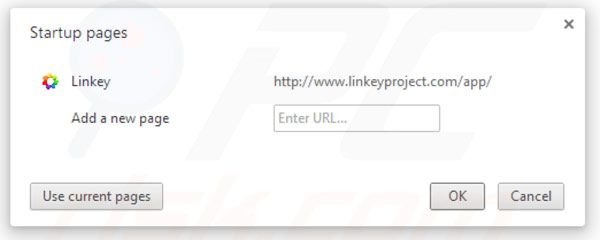 Suppression de la page d'accueil de linkey project dans Google Chrome 