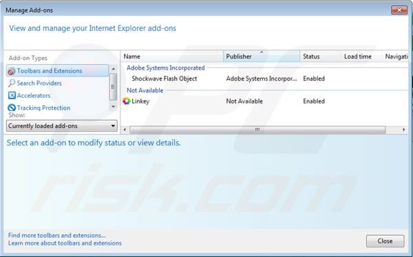 Suppression des extensions de Linkey dans Internet Explorer étape 2