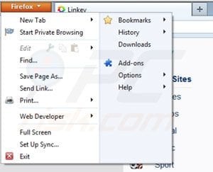 Suppression de Linkey dans Mozilla Firefox étape 1