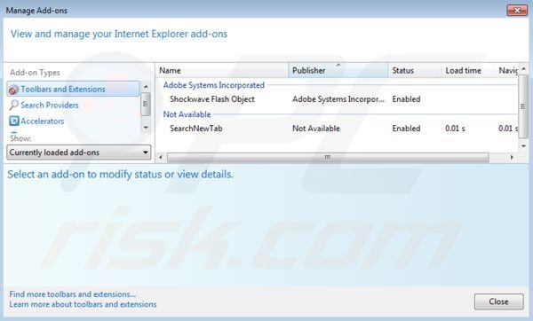 Suppression de la liste d'extensions de la redirection vers Localmoxie dans Internet Explorer 