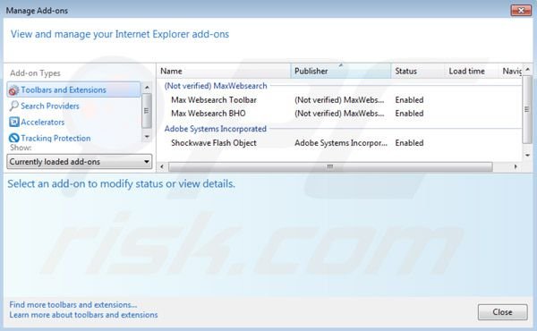 Suppression des extensions de Maxwebsearch.com dans Internet Explorer 