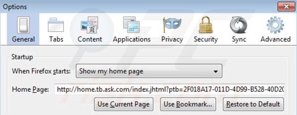 Suppression de la page d'accueil de la barre d'outils Mindspark dans Mozilla Firefox 
