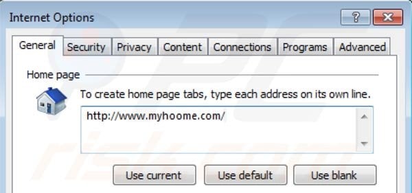 Suppression de la page d'accueil de myhoome.com dans Internet Explorer étape 2