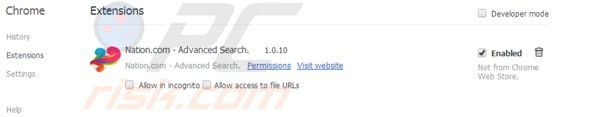 Nation search removal from Google Chrome