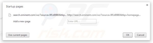 Suppression de la page d'accueil de search.ominent.com dans Google Chrome 
