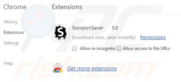 Suppression des extesnsions de Scorpion Saver dans Google Chrome étape 2