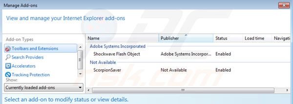 Suppression de Scorpion Saver dans Internet Explorer étape 2
