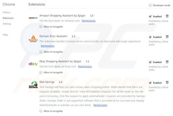 Suppression des extensions de Spigot dans Google Chrome