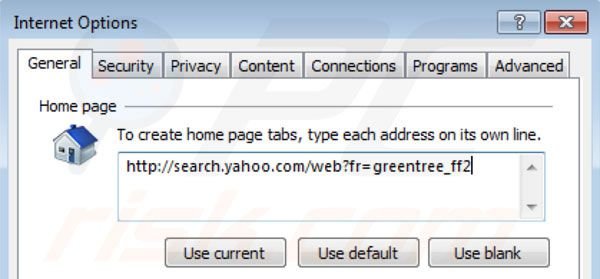 Suppression de la page d'accueil de Spigot dans Internet Explorer 