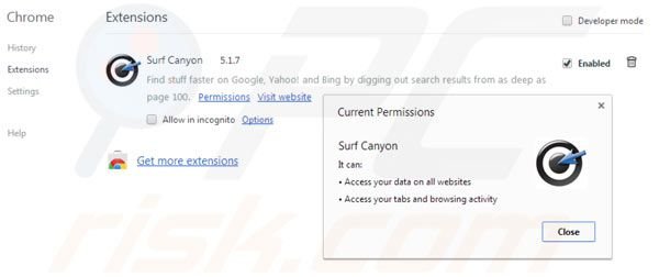 Suppression des extensions de Surf Canyon dans Google Chrome 