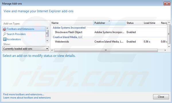 Suppression de  Websteroids dans Internet Explorer étape 2