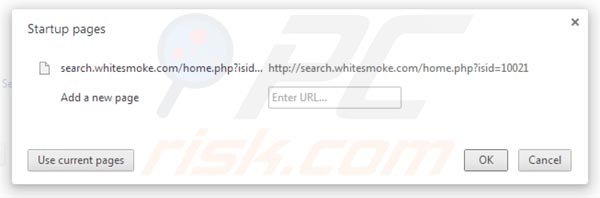 Suppression de la page d'accueil de  search.whitesmoke.com dans Google Chrome 