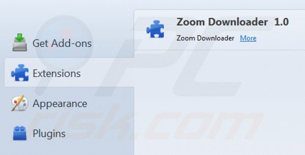 Suppression des extensions de Zoom downloader dans Mozilla Firefox étape 2