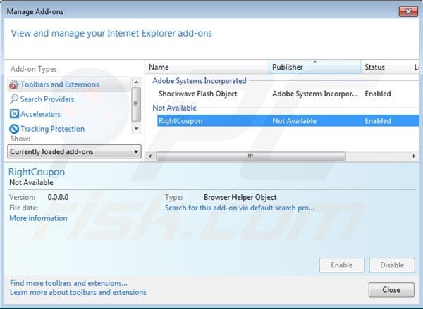 Suppression d'ads par right coupon dans Internet Explorer étape 2