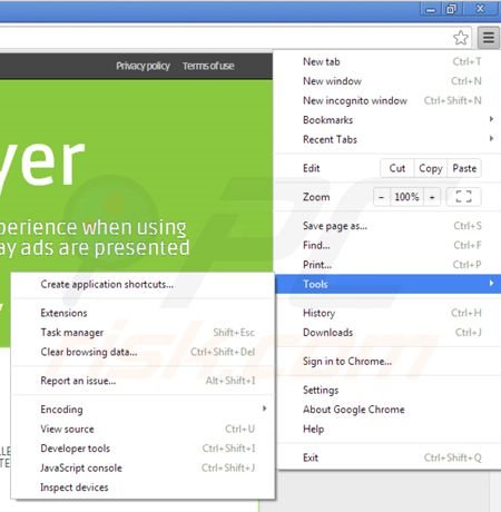 Suppression des extensions d'ads par vidéo player dans Google Chrome étape 1