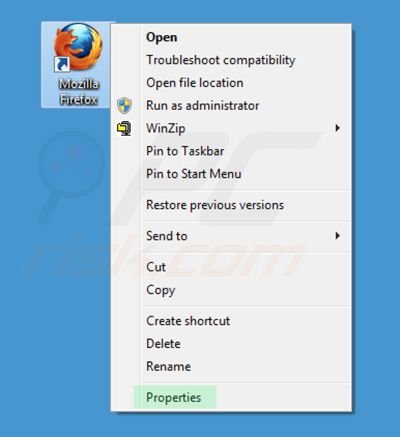Suppression du raccourci cible de awesomehp.com dans Mozilla Firefox étape 1