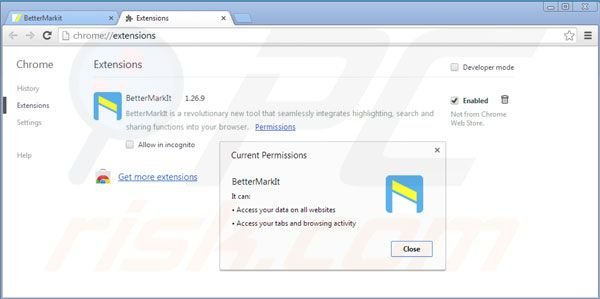 Suppression des extensions  Bettermarkit dans Google Chrome étape 2