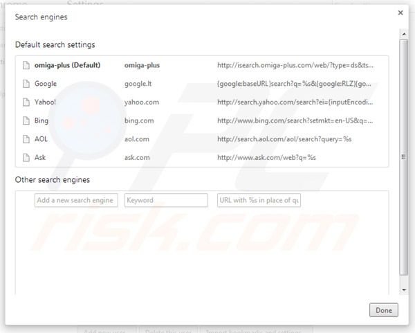 Suppression des paramètres du moteur de recherche par défaut de inspsearch.com dans Google Chrome 