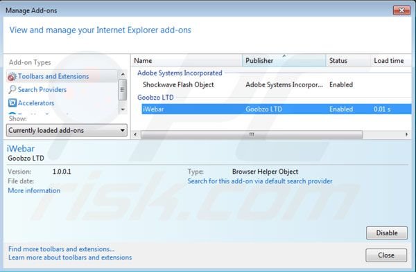Suppression de iWebar dans Internet Explorer étape 2