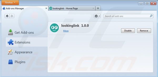 Suppression de Lookinglink ads dans Mozilla Firefox étape 2