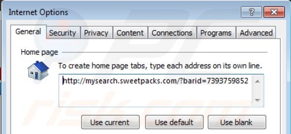 Suppression de la page d'accueil de Mysearch.sweetpacks.com dans Internet Explorer 