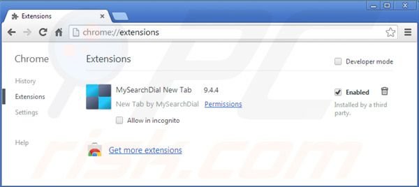 Suppression des extensions de mysearchdial.com dans Google Chrome 