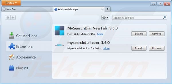 Suppression des extensions de mysearchdial.com dans Mozilla Firefox 