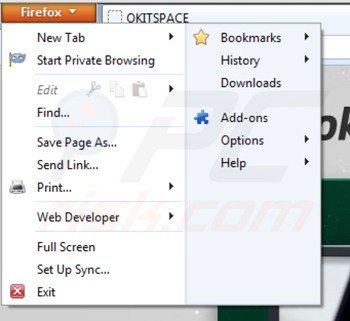 Suppression d'okitspace dans Mozilla Firefox étape 1