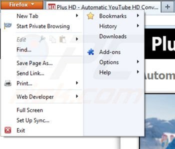 Suppression de plus-hd ads dans Mozilla Firefox étape 1