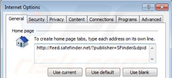 Suppression de la page d'accueil d'isearch.safefinder.net dans Internet Explorer 