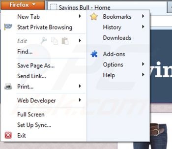 Suppression de Savings Bull dans Mozilla Firefox étape 1