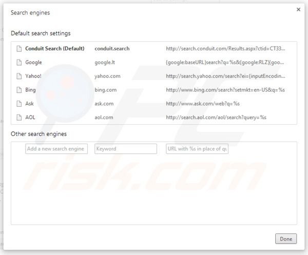 Suppression des paramètres du moteur de recherche par défaut de Search Protect par Conduit dans Google Chrome 