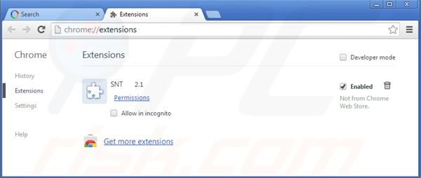 Suppression des extensions de Websearch.searchinweb.info dans Google Chrome 