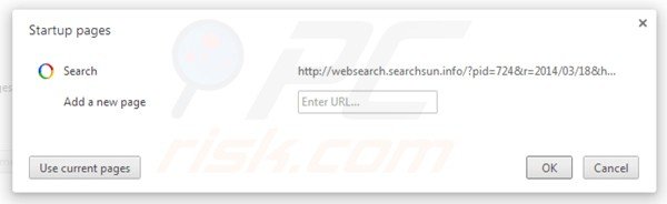 Sppression de la page d'accueil de websearch.searchsun.info dans Google Chrome 