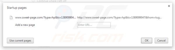 Suppression de la page d'accueil de sweet-page.com dans Google Chrome 