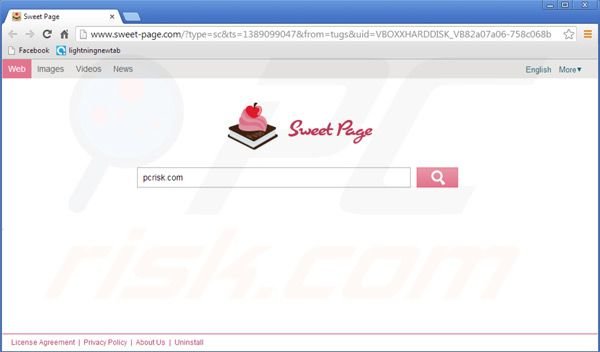 virus de redirection vers sweet-page.com 
