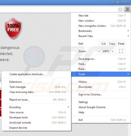 Suppression de Web Protect dans Google Chrome étape 1