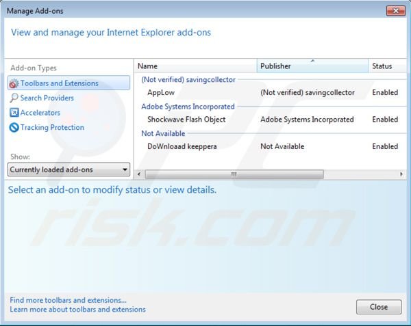 Suppression des extensions de Web Save dans Internet Explorer étape 2