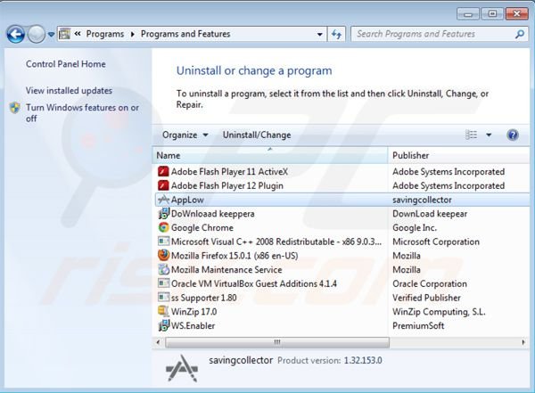 Désisntallation de Web Save dans Le Panneau de Configuration