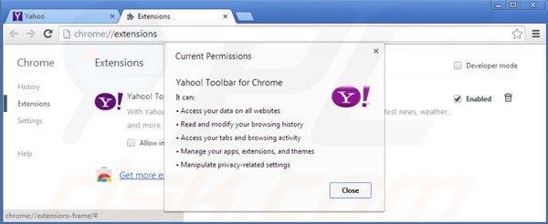 Suppression de la barre d'outils Yahoo dans Google Chrome